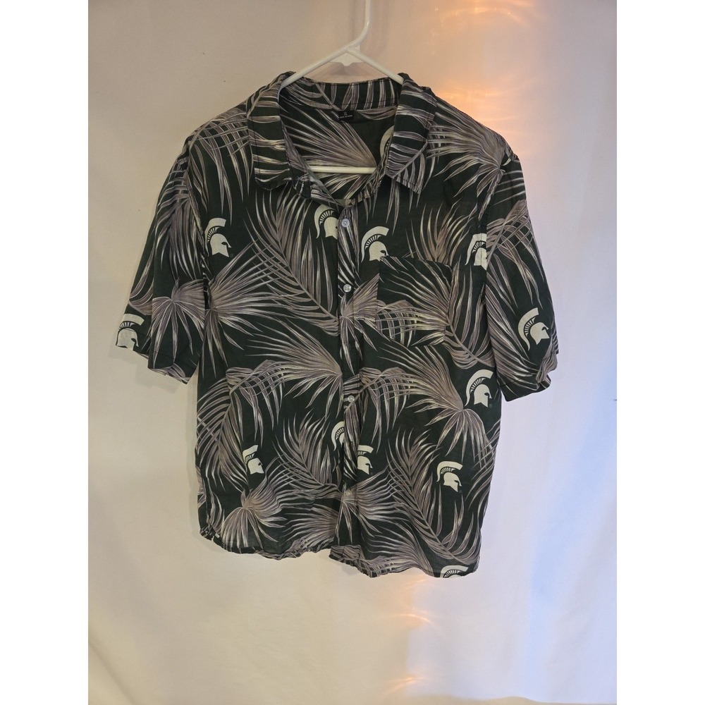 Hawaiian Shirt‎ Men's XLarge MSU  All Over Print Button Up Shirt Sleeve